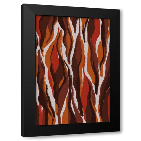 Earthy Tiger Pattern Black Modern Wood Framed Art Print by Treechild