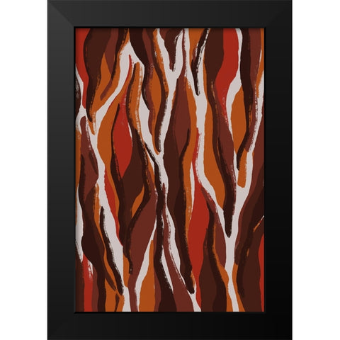 Earthy Tiger Pattern Black Modern Wood Framed Art Print by Treechild