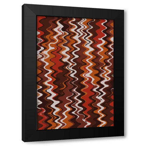 Earthy Color Zig Zag Pattern Black Modern Wood Framed Art Print with Double Matting by Treechild
