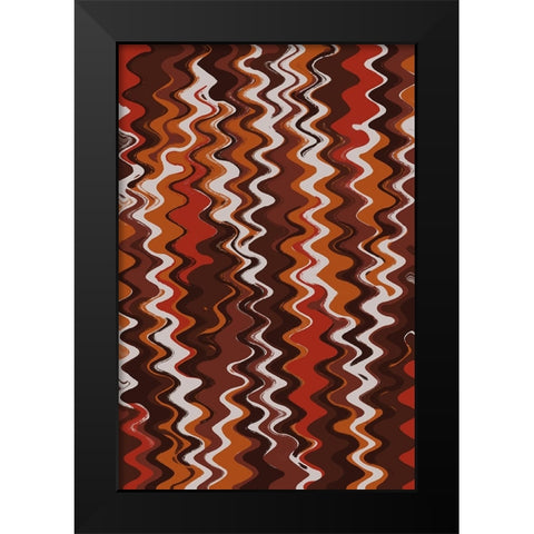 Earthy Color Zig Zag Pattern Black Modern Wood Framed Art Print by Treechild