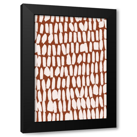 Simple White Strokes Black Modern Wood Framed Art Print by Treechild