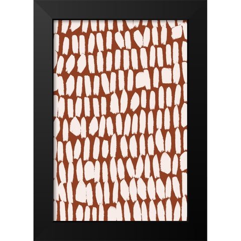 Simple White Strokes Black Modern Wood Framed Art Print by Treechild