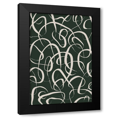 Beige Circles Black Modern Wood Framed Art Print with Double Matting by Treechild