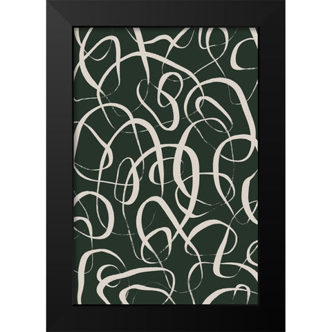Beige Circles Black Modern Wood Framed Art Print by Treechild