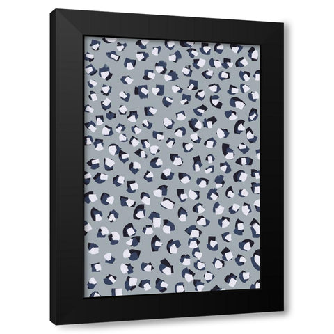 Little White Blue Brush Strokes Black Modern Wood Framed Art Print with Double Matting by Treechild