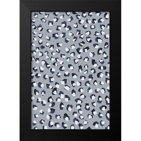 Little White Blue Brush Strokes Black Modern Wood Framed Art Print by Treechild