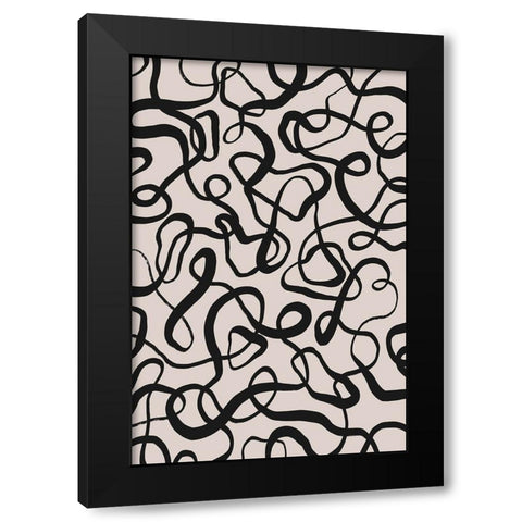 Simple Black Loops Pattern Black Modern Wood Framed Art Print by Treechild