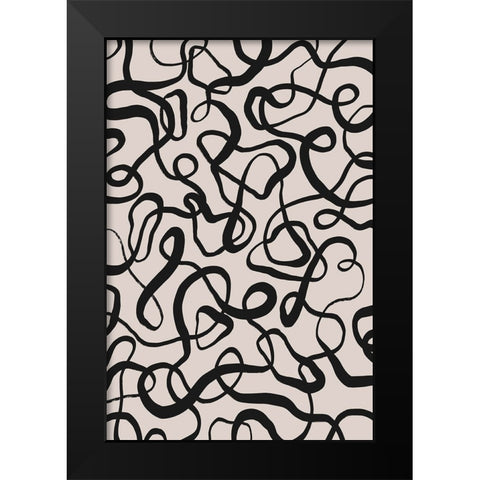 Simple Black Loops Pattern Black Modern Wood Framed Art Print by Treechild