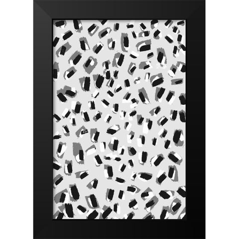 Black And White Little Strokes Black Modern Wood Framed Art Print by Treechild