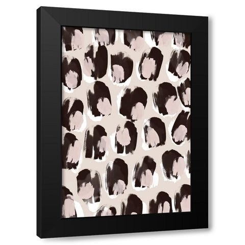 Big Brown And Beige Dots Black Modern Wood Framed Art Print with Double Matting by Treechild
