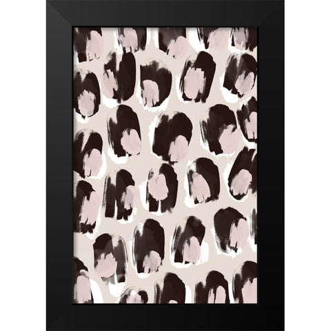 Big Brown And Beige Dots Black Modern Wood Framed Art Print by Treechild