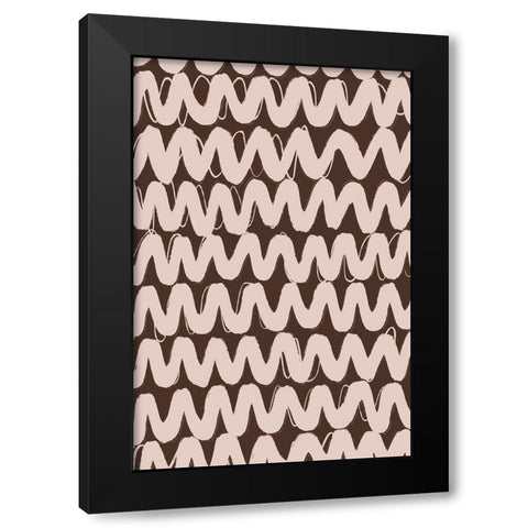 Big Beige ZigZag Pattern Black Modern Wood Framed Art Print by Treechild