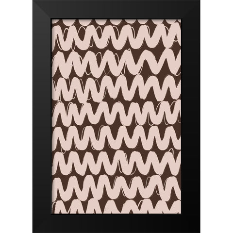 Big Beige ZigZag Pattern Black Modern Wood Framed Art Print by Treechild