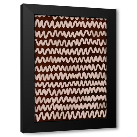 Beige ZigZag on Rusty Color Pattern Black Modern Wood Framed Art Print by Treechild