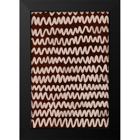 Beige ZigZag on Rusty Color Pattern Black Modern Wood Framed Art Print by Treechild