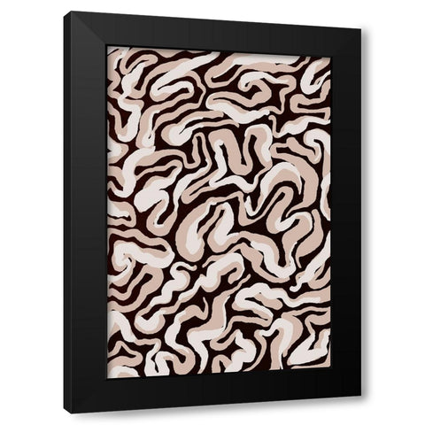 White Beige Pattern Black Modern Wood Framed Art Print by Treechild