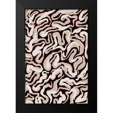 White Beige Pattern Black Modern Wood Framed Art Print by Treechild