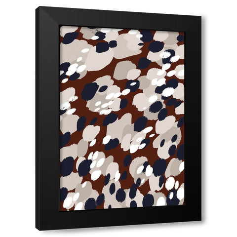 Berry Pattern Black Modern Wood Framed Art Print by Treechild