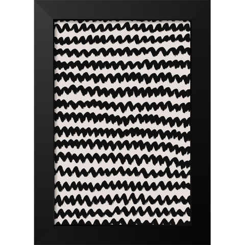 Simple Black ZigZag Pattern Black Modern Wood Framed Art Print by Treechild