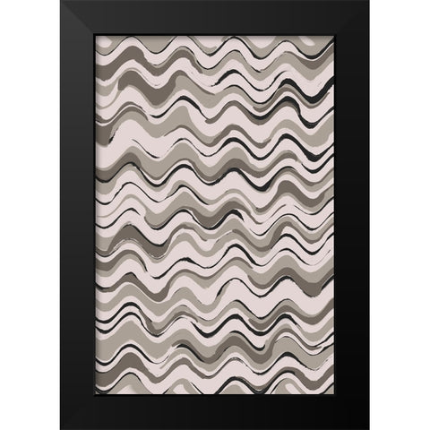 Wavey Pastel Pattern Black Modern Wood Framed Art Print by Treechild