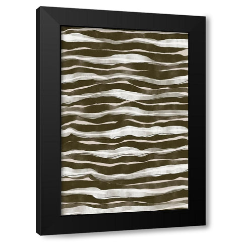Geen Watercolor Waves Black Modern Wood Framed Art Print with Double Matting by Treechild