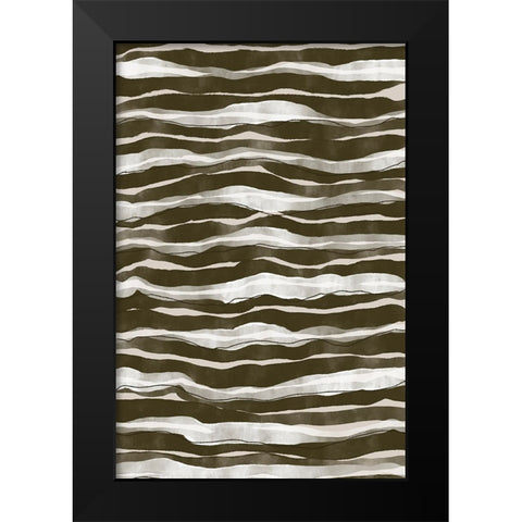 Geen Watercolor Waves Black Modern Wood Framed Art Print by Treechild