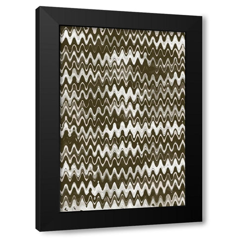 Strong Green Waves Black Modern Wood Framed Art Print by Treechild