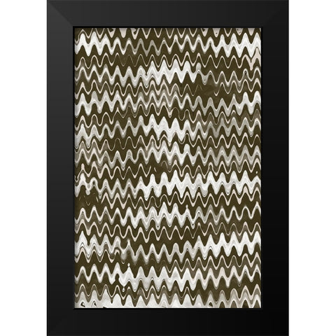 Strong Green Waves Black Modern Wood Framed Art Print by Treechild