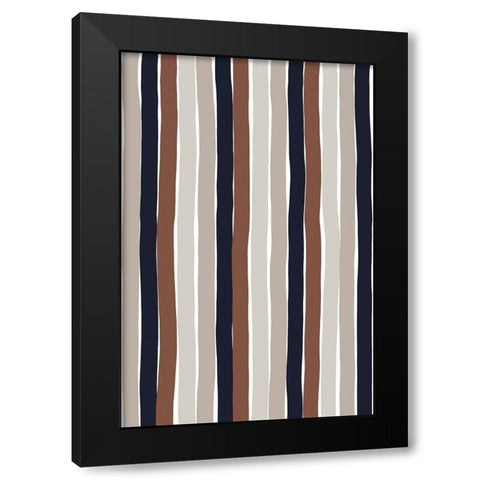 Gentle Color Stripes Black Modern Wood Framed Art Print with Double Matting by Treechild