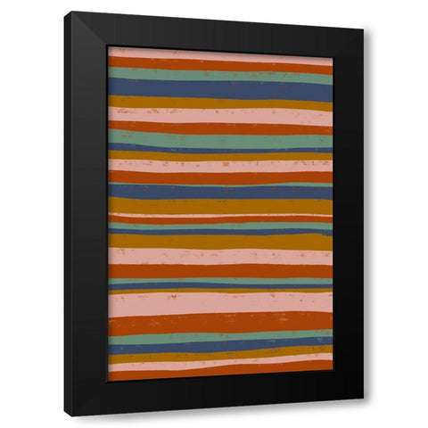 Ethno Colors Stripes Black Modern Wood Framed Art Print with Double Matting by Treechild