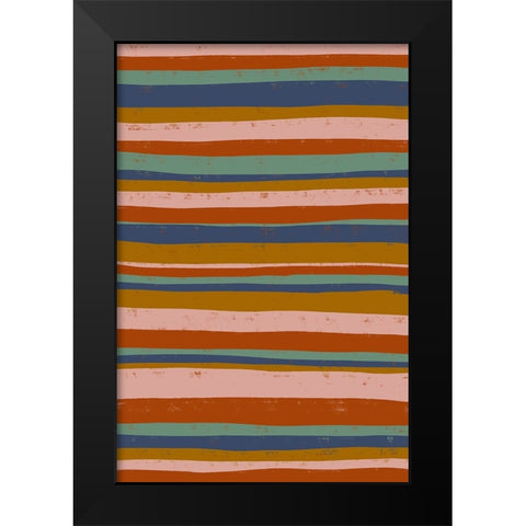 Ethno Colors Stripes Black Modern Wood Framed Art Print by Treechild