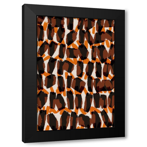 Brown Orange Brush Strokes Black Modern Wood Framed Art Print with Double Matting by Treechild