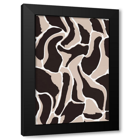Brown Animal Pattern Black Modern Wood Framed Art Print with Double Matting by Treechild