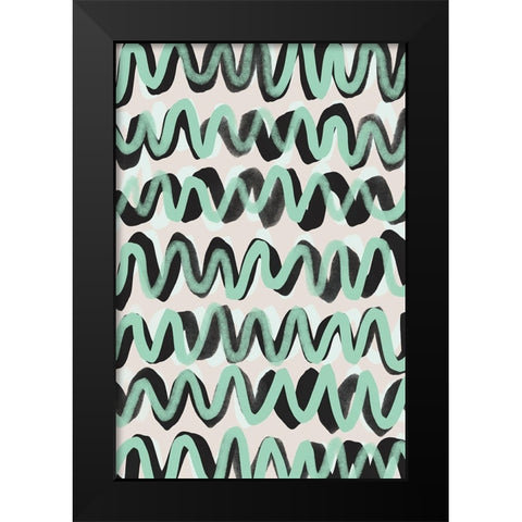 Turquoise ZigZag Pattern Black Modern Wood Framed Art Print by Treechild