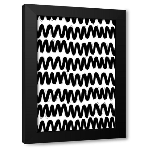 Black Zig Zag Pattern Black Modern Wood Framed Art Print with Double Matting by Treechild