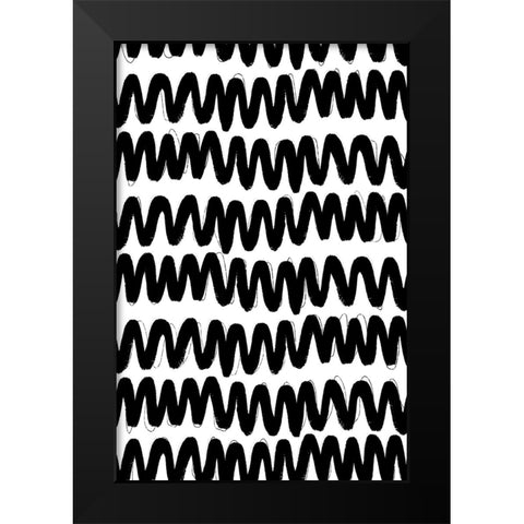 Black Zig Zag Pattern Black Modern Wood Framed Art Print by Treechild