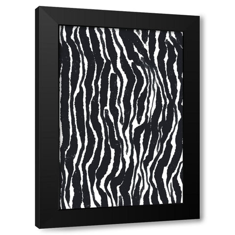 Zebra Pattern Black Modern Wood Framed Art Print with Double Matting by Treechild