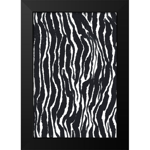Zebra Pattern Black Modern Wood Framed Art Print by Treechild