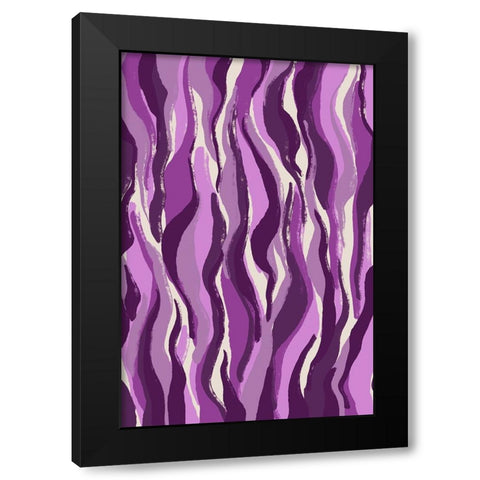 Purple Tiger Pattern Black Modern Wood Framed Art Print with Double Matting by Treechild