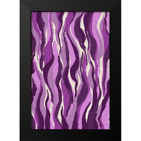 Purple Tiger Pattern Black Modern Wood Framed Art Print by Treechild