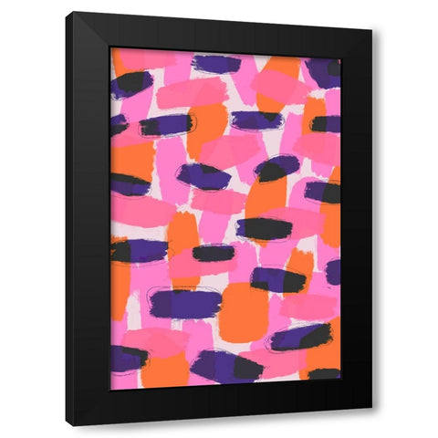 Pink And Purple Strokes Black Modern Wood Framed Art Print with Double Matting by Treechild