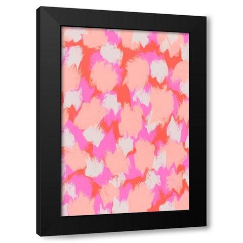 Pastel Pink And Orange Strokes Black Modern Wood Framed Art Print with Double Matting by Treechild