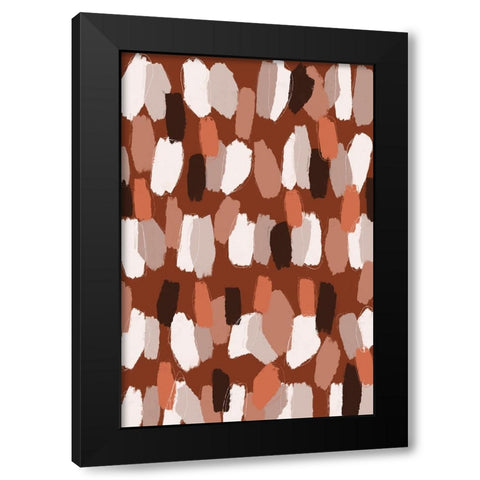 Pastel Earthy Strokes Pattern Black Modern Wood Framed Art Print with Double Matting by Treechild