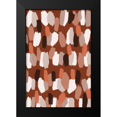 Pastel Earthy Strokes Pattern Black Modern Wood Framed Art Print by Treechild
