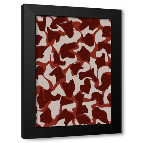 Liquid Beige Brown Strokes Black Modern Wood Framed Art Print with Double Matting by Treechild