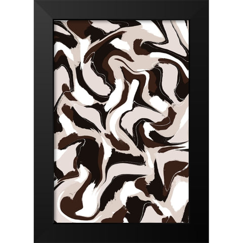 White Beige Brown Pattern Black Modern Wood Framed Art Print by Treechild