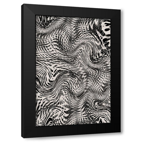 Black And White Net Pattern Black Modern Wood Framed Art Print with Double Matting by Treechild
