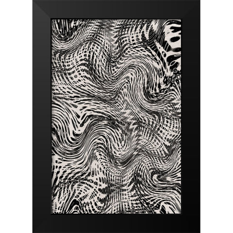 Black And White Net Pattern Black Modern Wood Framed Art Print by Treechild