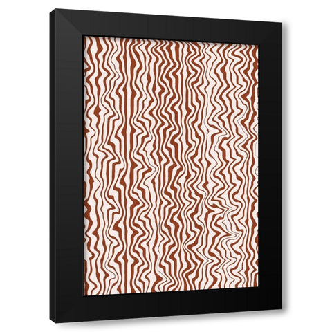 Liquid Beige Stripes Pattern Black Modern Wood Framed Art Print with Double Matting by Treechild