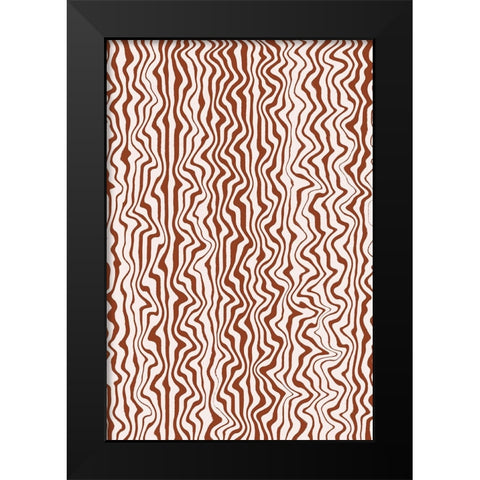 Liquid Beige Stripes Pattern Black Modern Wood Framed Art Print by Treechild